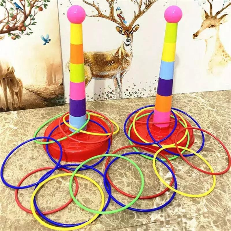 Brinquedo de empilhamento e arremesso de anel colorido