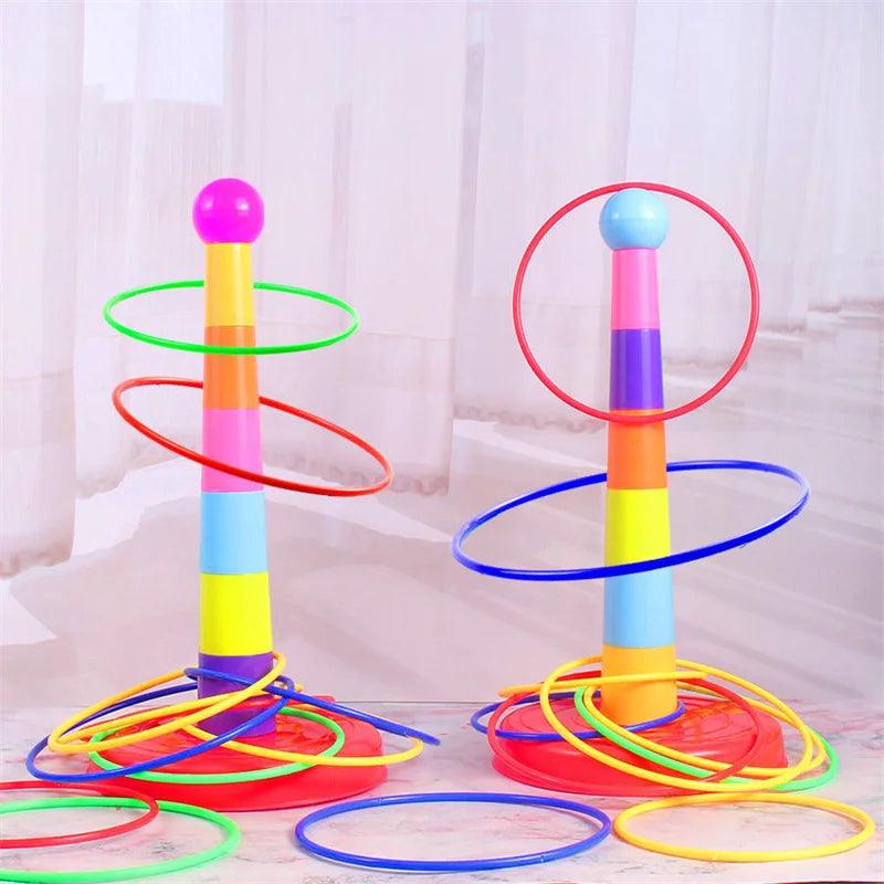 Brinquedo de empilhamento e arremesso de anel colorido
