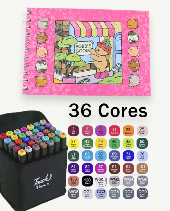 Kit Livro de Colorir Bobbie Goods + Canetinhas