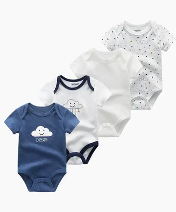 Kit 4 Peças De Roupas De Bebê - Body Manga Curta, Algodão