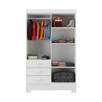 Guarda Roupa Infantil 4 Portas e 3 Gavetas Luiza Branco