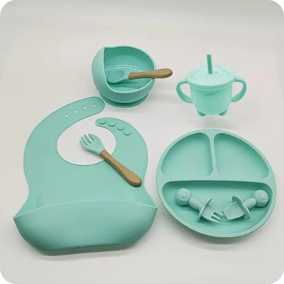 Kit De Silicone 8 Peças Para Alimentação Infantil