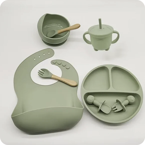 Kit De Silicone 8 Peças Para Alimentação Infantil
