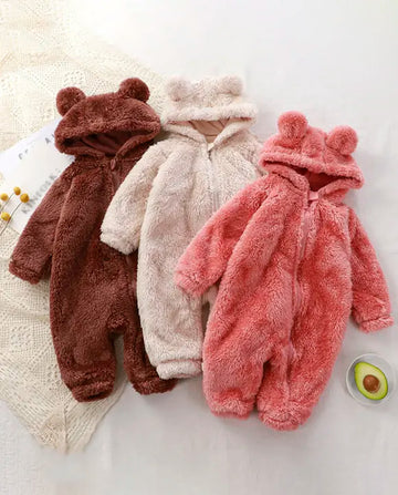 Macacão Infantil Urso de Pelúcia Quente e Confortável