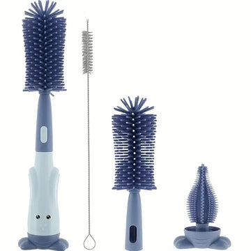 Kit 3 em 1 de limpeza para mamadeira infantil