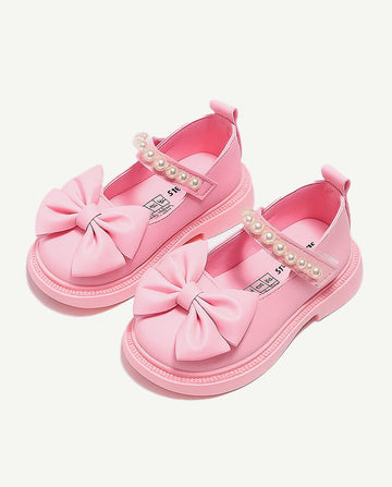 Sapato Infantil Feminino Branco com Pérolas e Laço Elegante