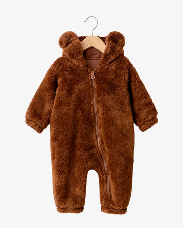 Macacão Infantil Urso de Pelúcia Quente e Confortável