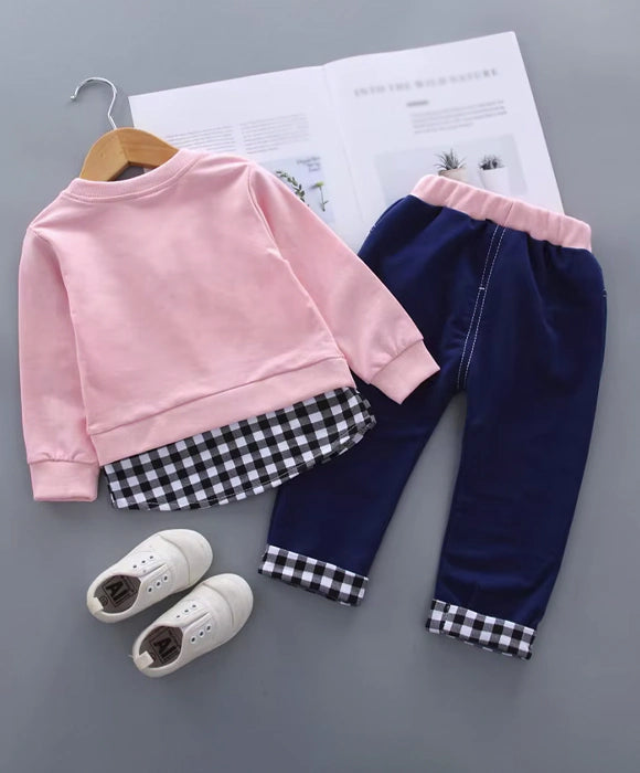 Conjunto Moletom Infantil Menina Com Xadrez