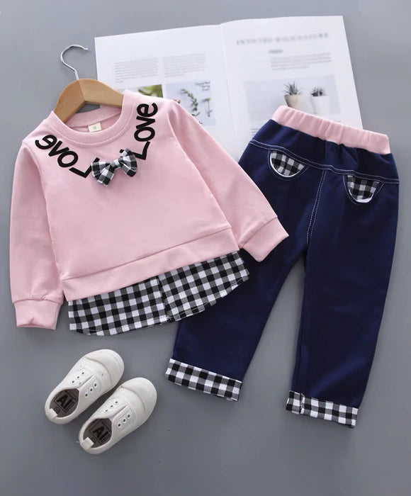 Conjunto Moletom Infantil Menina Com Xadrez