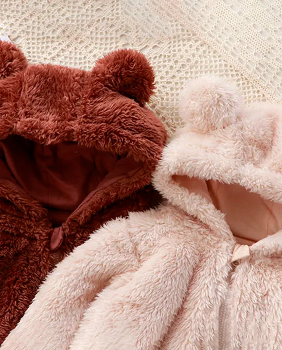 Macacão Infantil Urso de Pelúcia Quente e Confortável