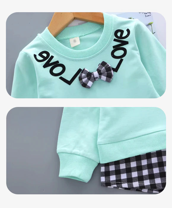Conjunto Moletom Infantil Menina Com Xadrez