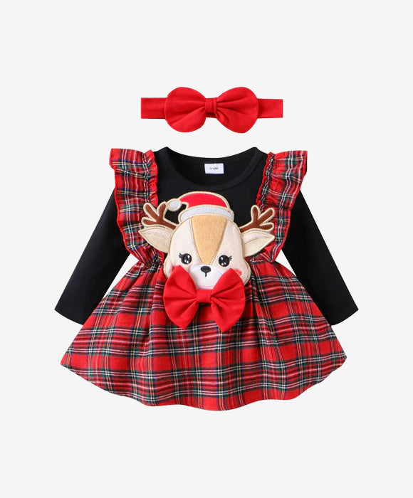 Vestido Natalino  De Rena Com Laço