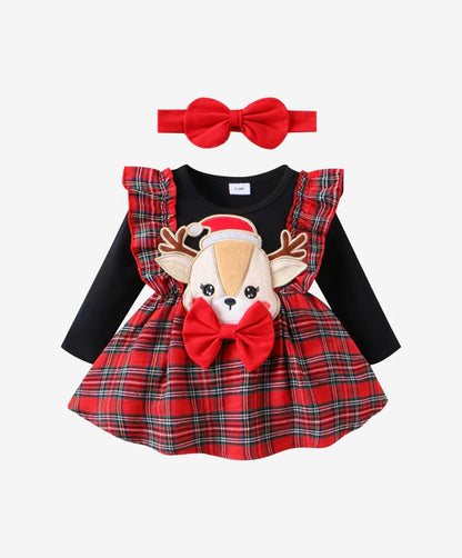 Vestido Natalino  De Rena Com Laço