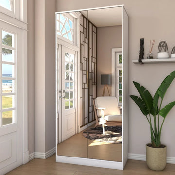 Sapateira Vertical Rubi 2 Portas com Espelho e Gaveta - 100% MDF Branco [15 Pares]