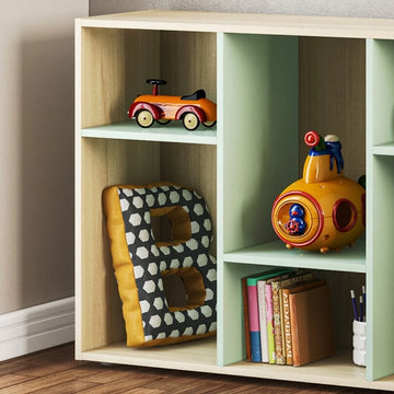 Estante Infantil Multifuncional 10 nichos Bella Casatema Natural/Menta