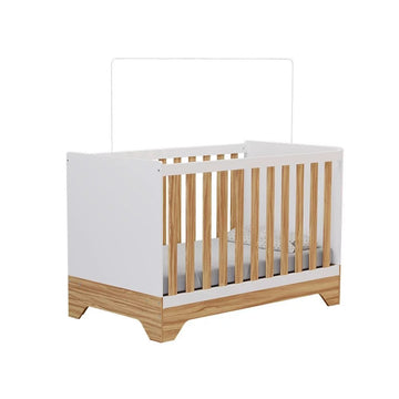 Berço Mini Cama 3 em 1 Americano 100% Mdf Liam Retrô Espresso Móveis Branco Brilho/Amêndoa