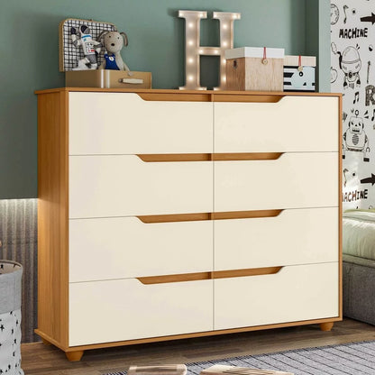 Cômoda Infantil 8 Gavetas Circus Cinamomo/Off White