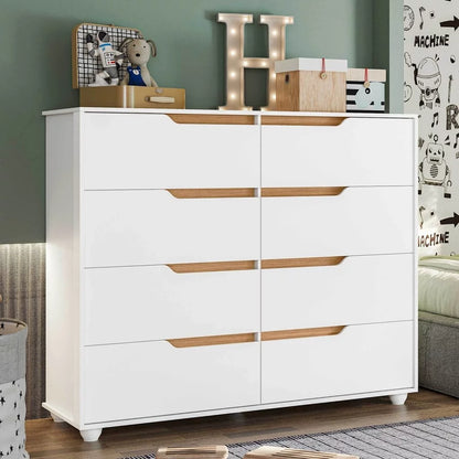 Cômoda Infantil 8 Gavetas Circus Branco/Freijó