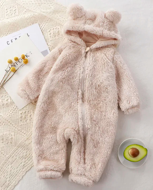 Macacão Infantil Urso de Pelúcia Quente e Confortável