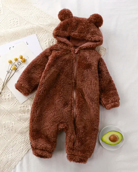 Macacão Infantil Urso de Pelúcia Quente e Confortável