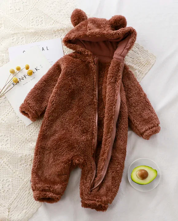 Macacão Infantil Urso de Pelúcia Quente e Confortável