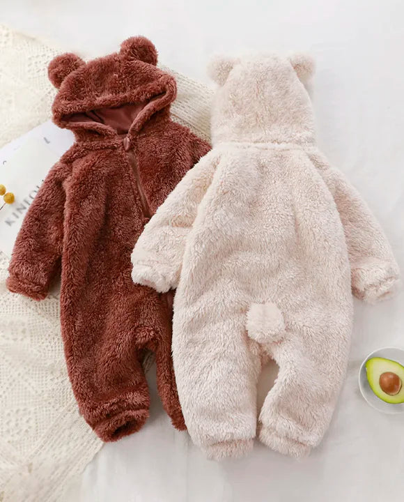 Macacão Infantil Urso de Pelúcia Quente e Confortável